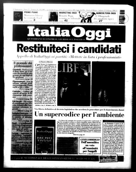 Italia oggi : quotidiano di economia finanza e politica